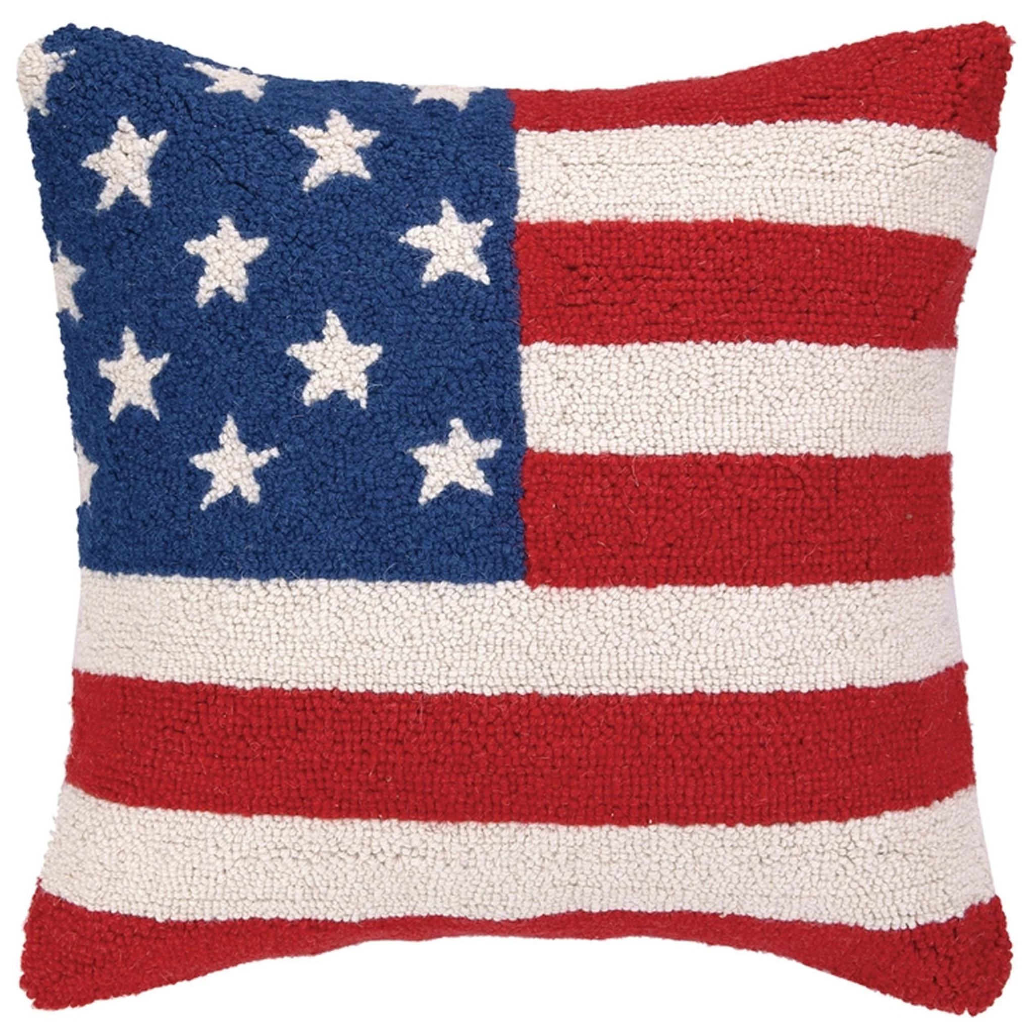 American Flag Hooked Wool Pillow