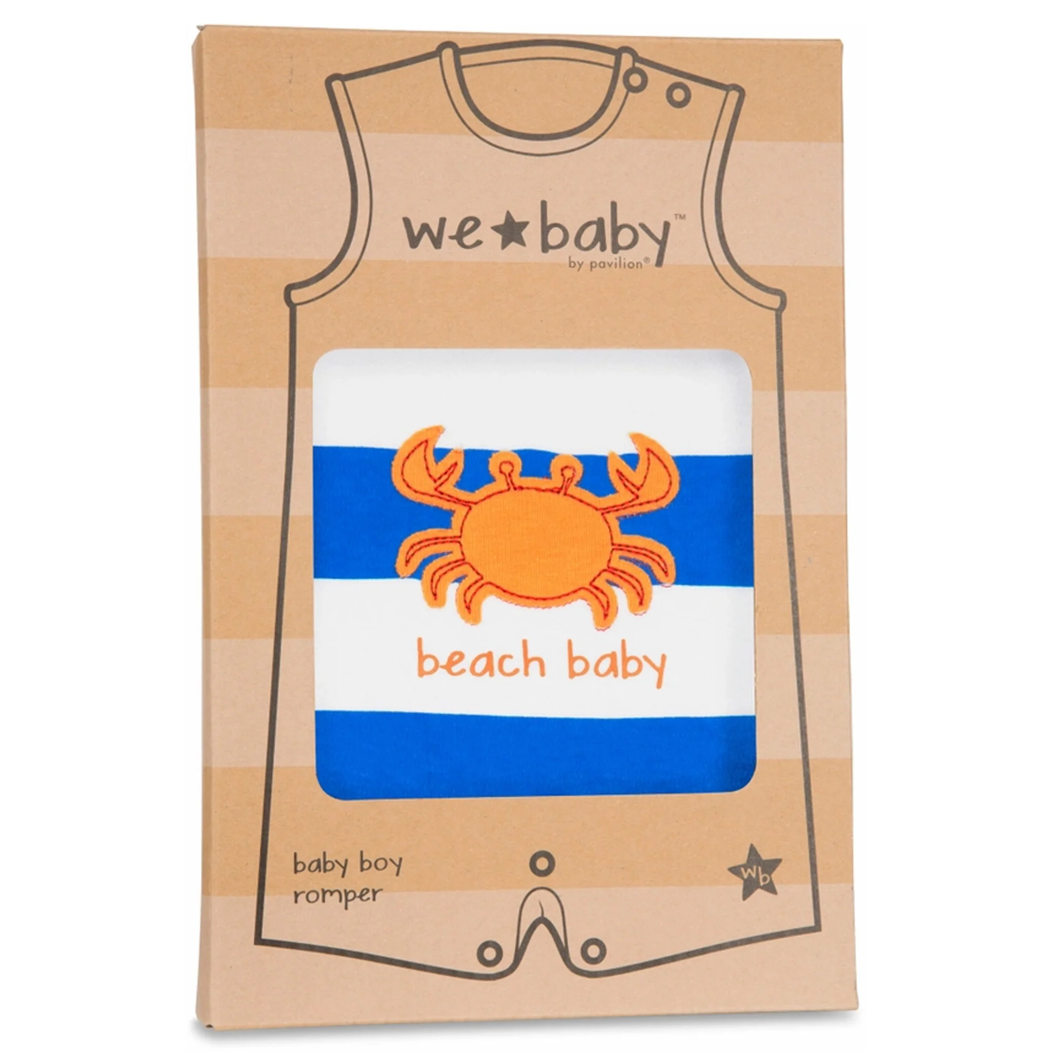 Beach Baby Crab Blue & White Stripes Sleeveless Baby Romper - Image 5