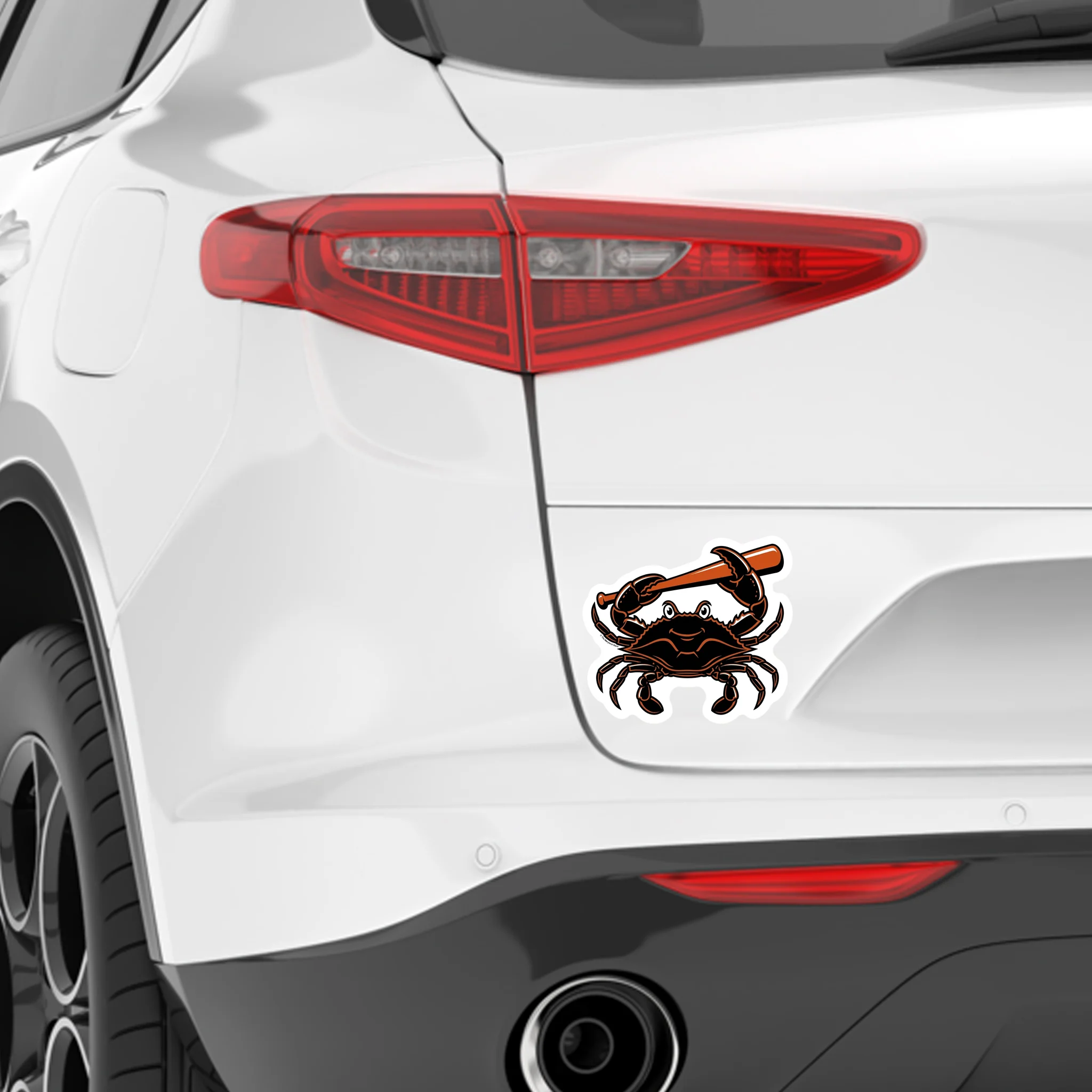 Black Crab & Orange Baseball Bat Die Cut Sticker - Image 2