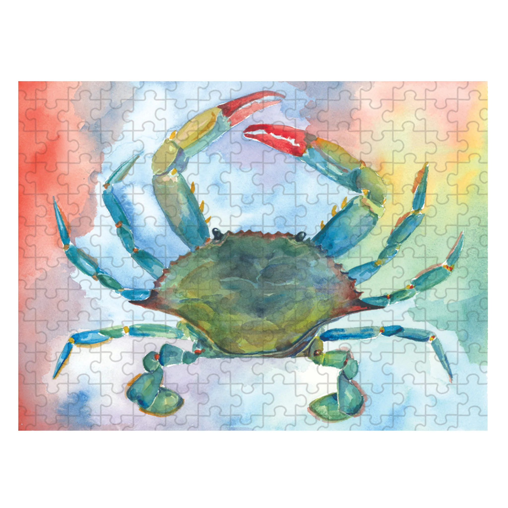 Blue Crab 500 Piece Puzzle - Pastel Watercolor