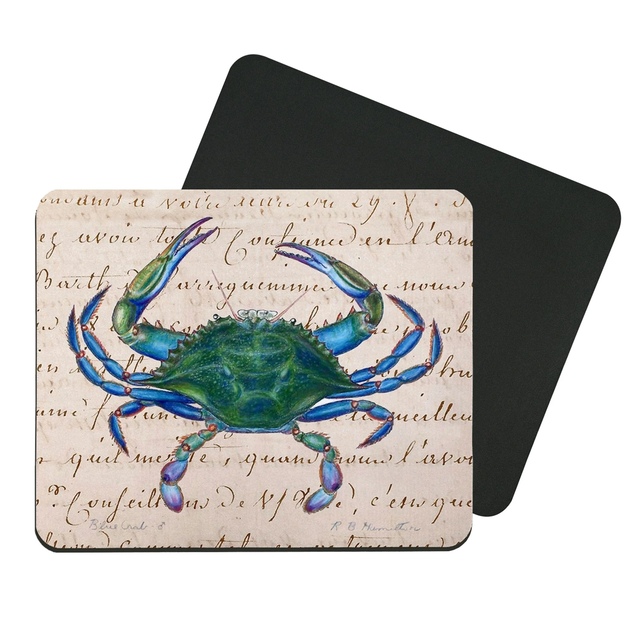 Blue Crab Script Neoprene Mouse Pad - Image 2