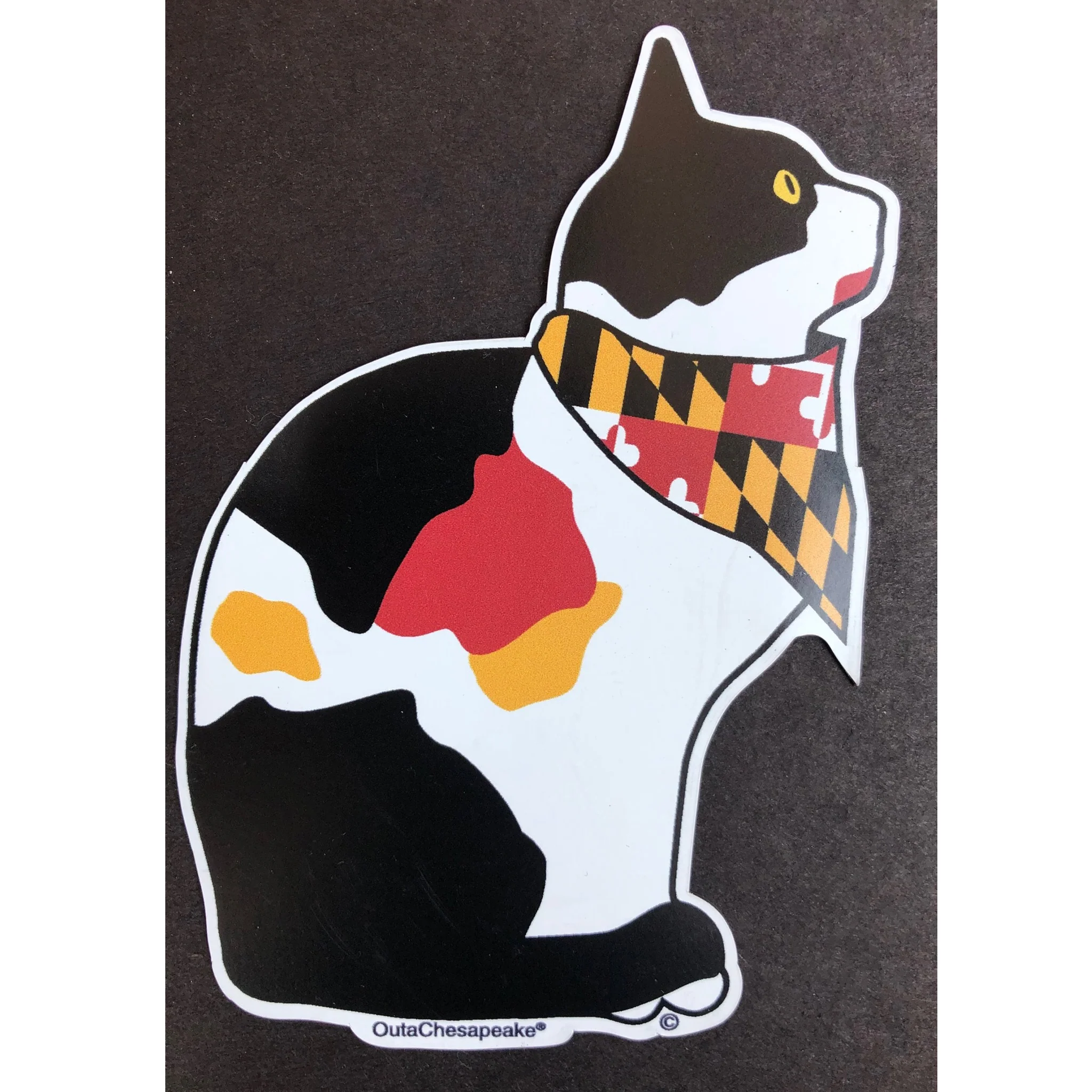 Calico Cat with Maryland Flag Bandana Die-Cut Sticker - Image 2