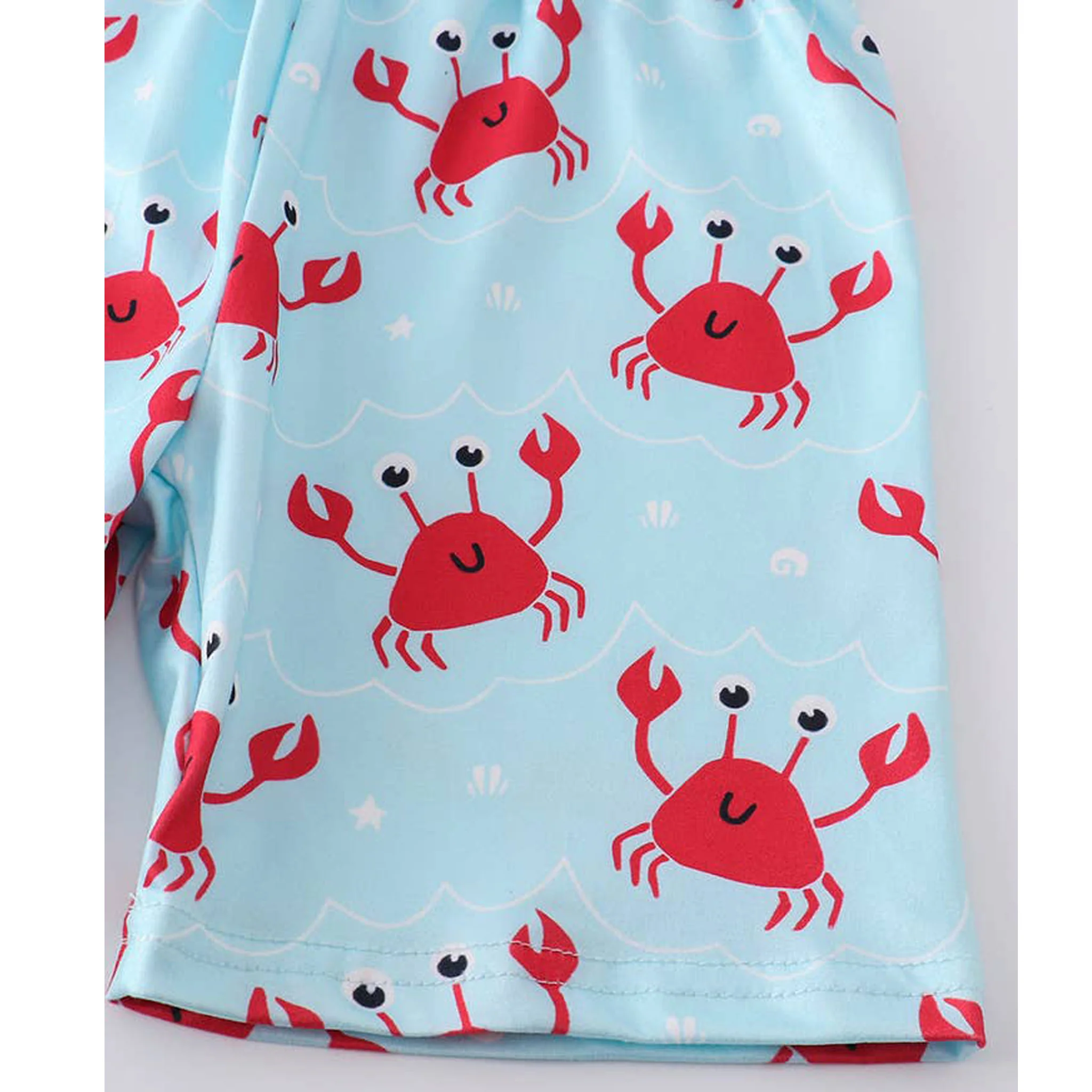 Crab Applique White Stripe Boys Short Set - Image 3