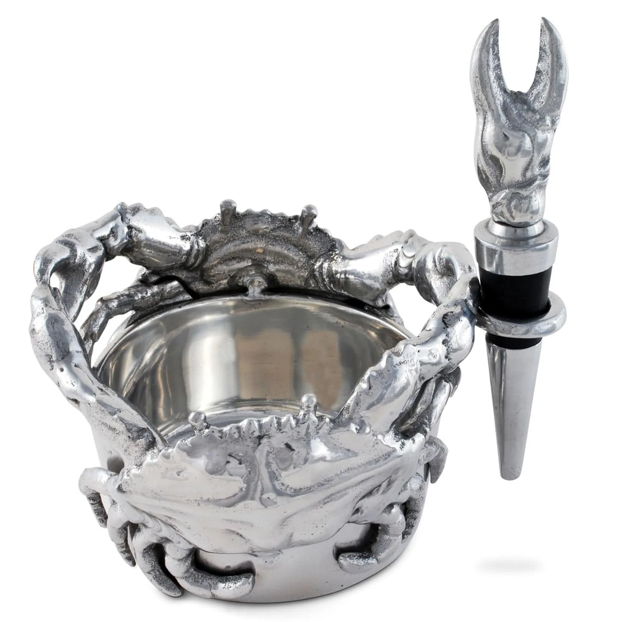 Crab Wine Caddy and Stopper Set Sand-Cast Aluminum - Image 6