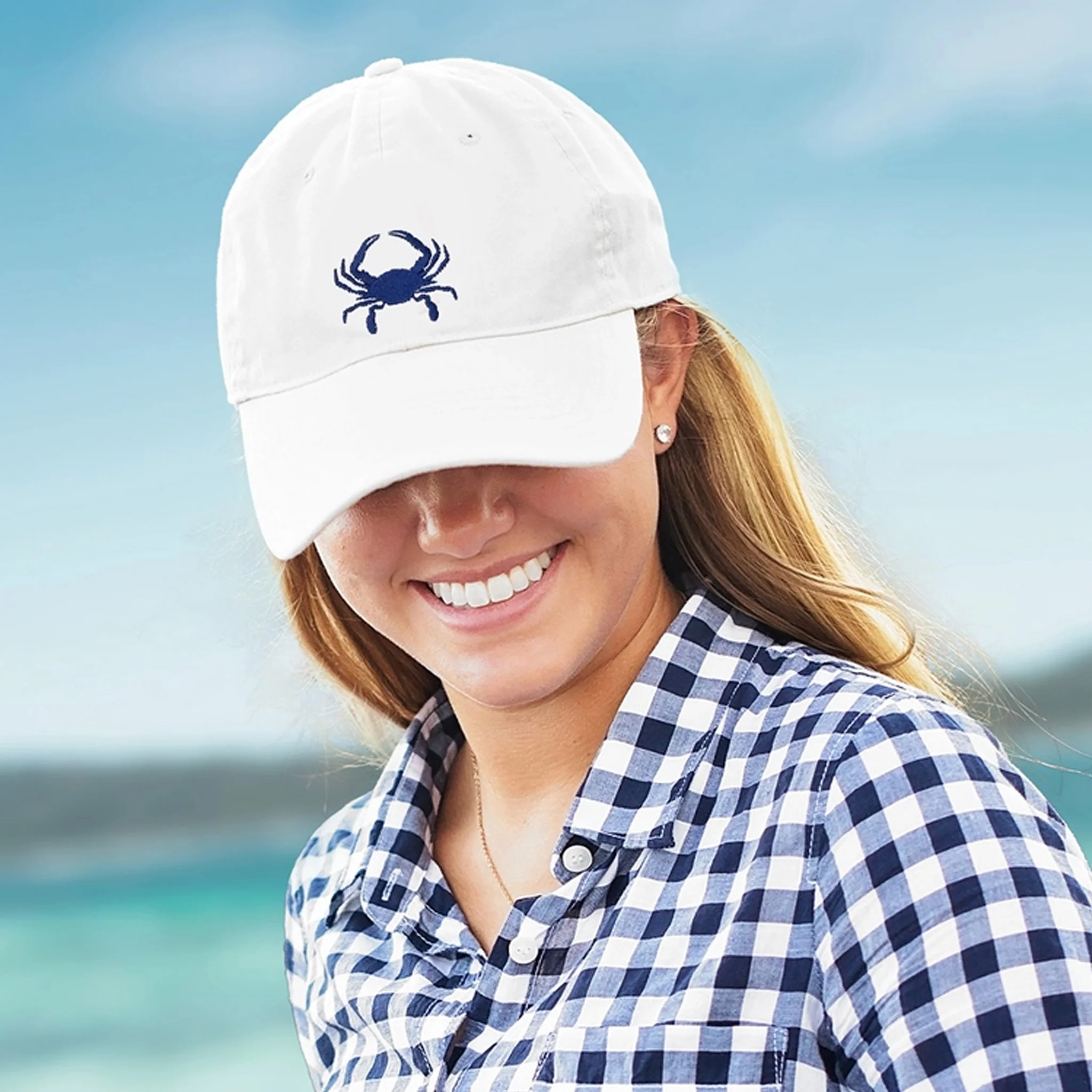 Embroidered Blue Crab Baseball Hat - Assorted Colors - Image 4