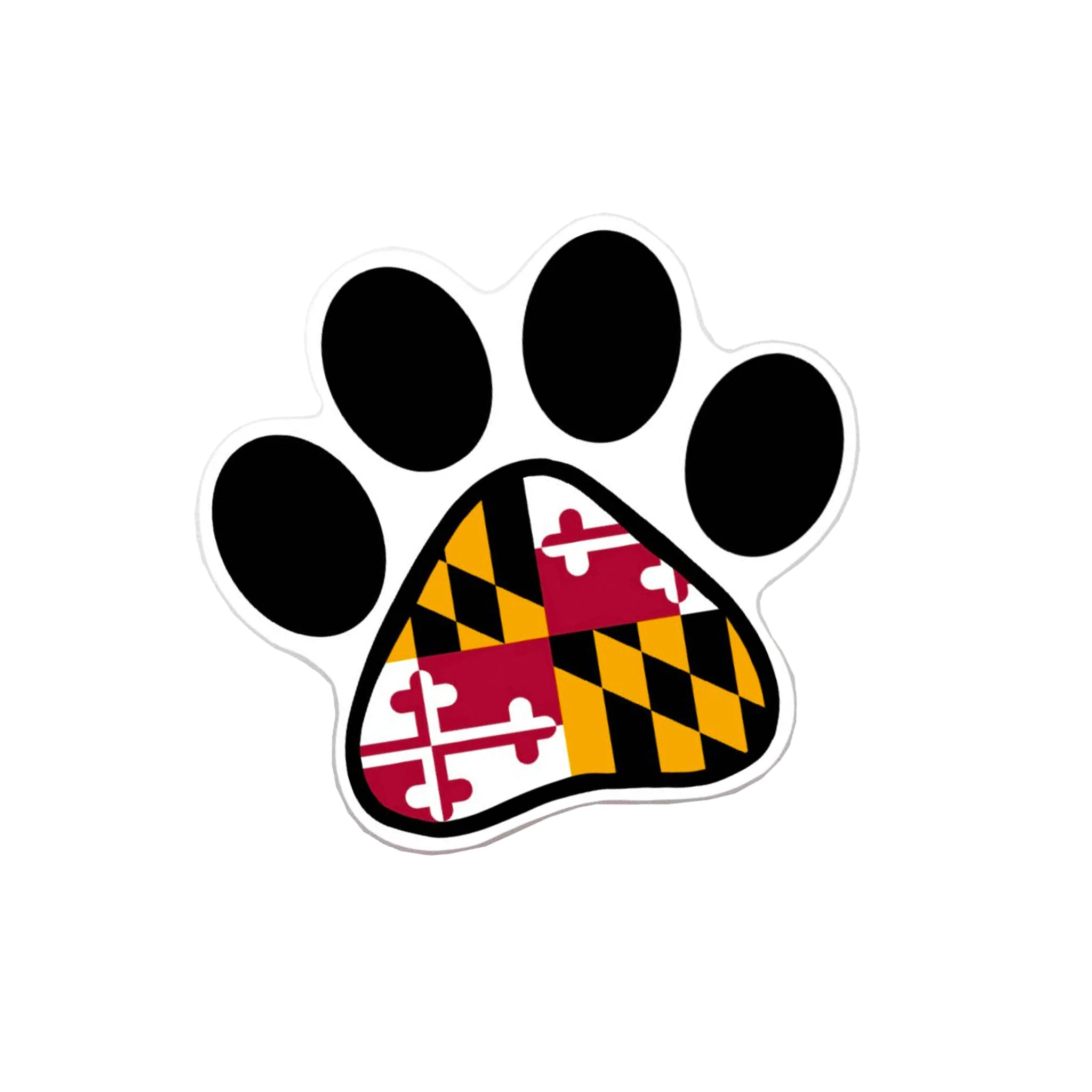 Maryland Flag Dog Paw Print Vinyl Sticker