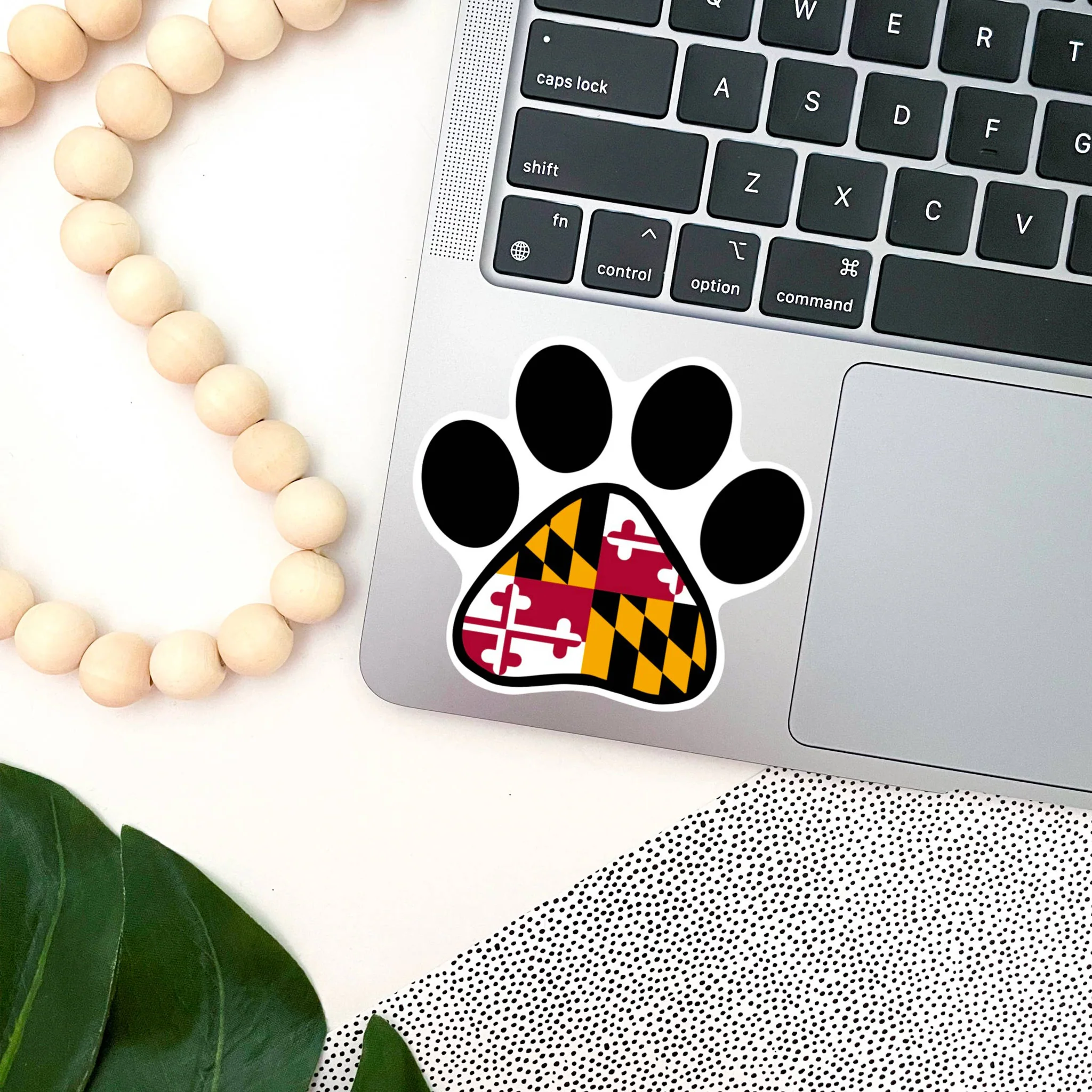 Maryland Flag Dog Paw Print Vinyl Sticker - Image 2