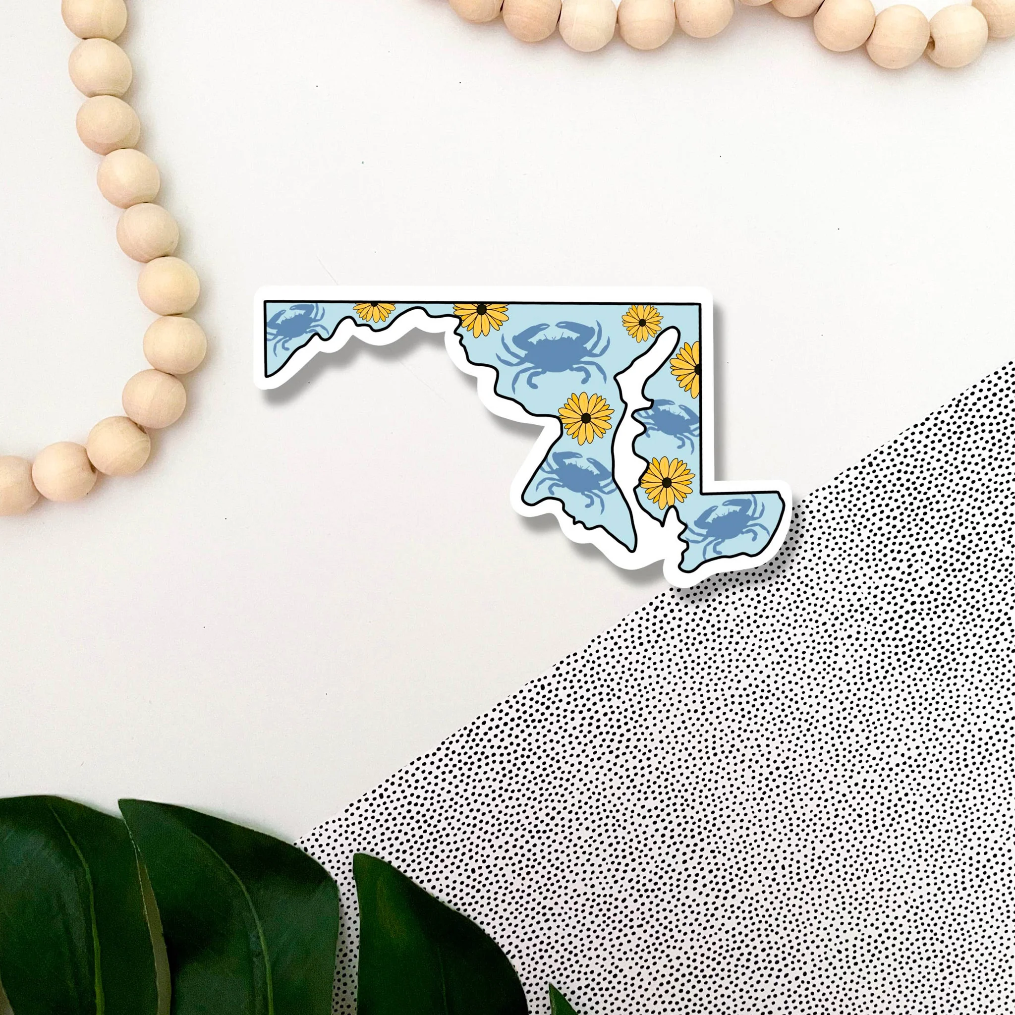Maryland Flowers and Blue Crabs Vinyl Sticker - Image 3