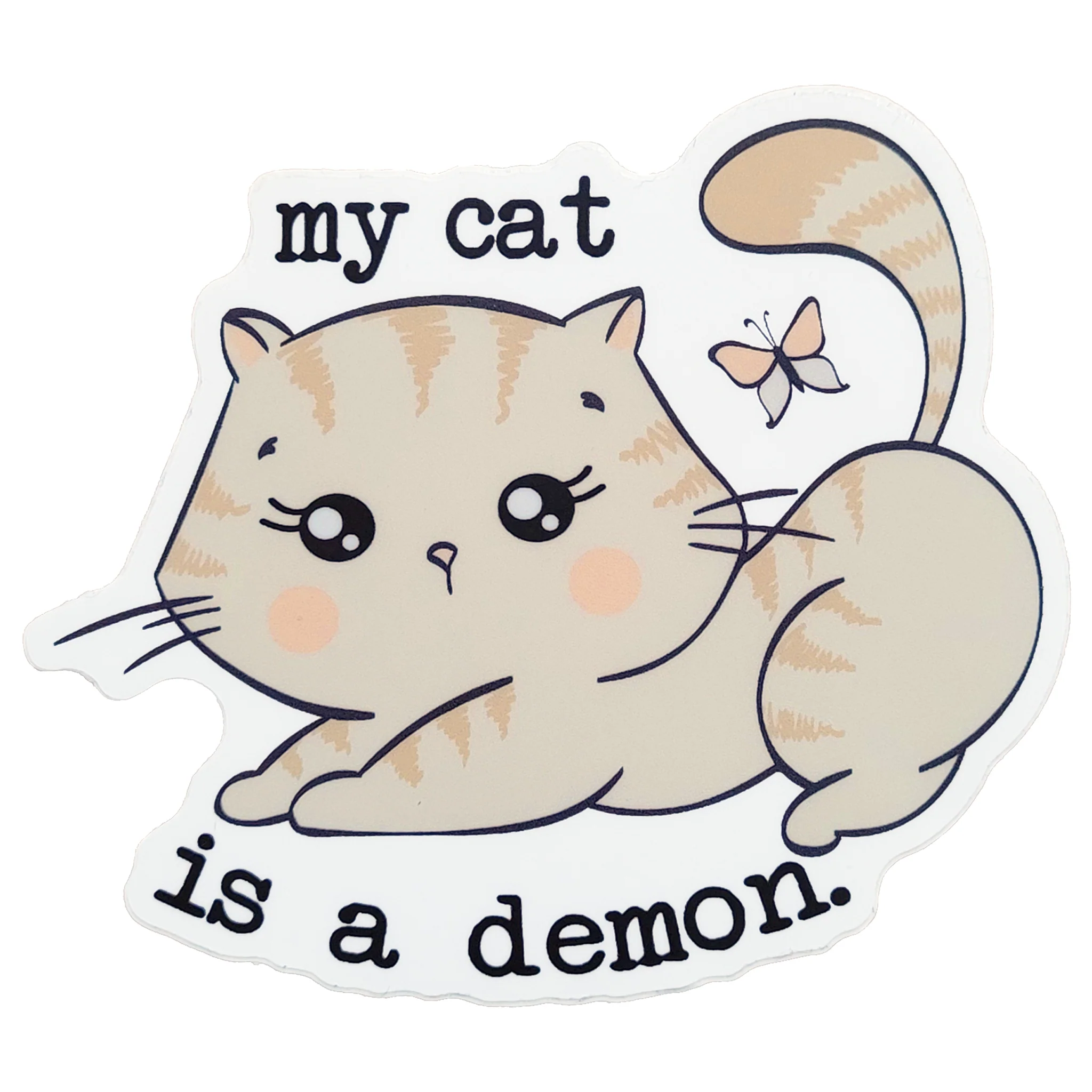 My Cat Is A Demon Die Cut Vinyl Sticker