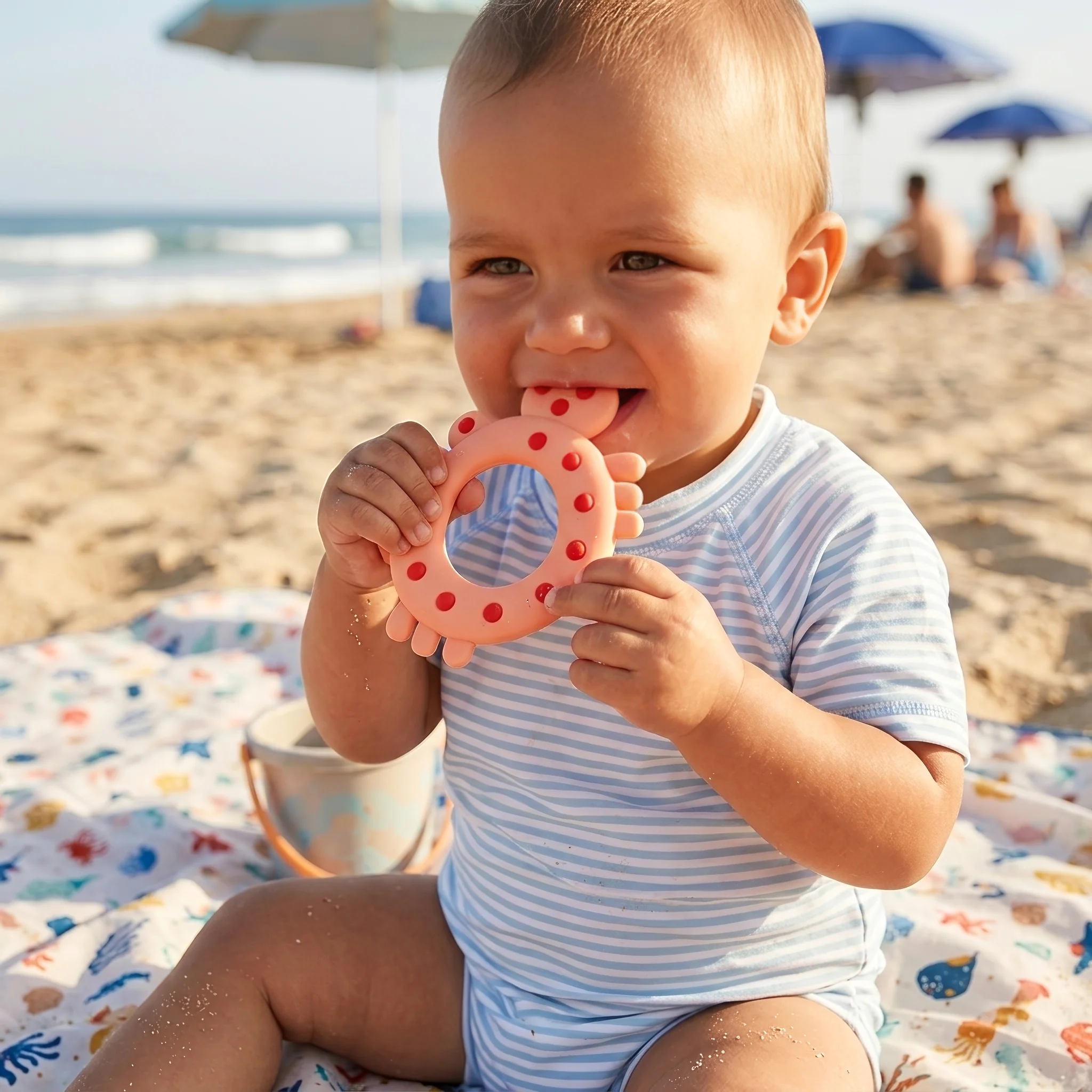Orange Dots Crab Baby Silicone Teether - Image 2