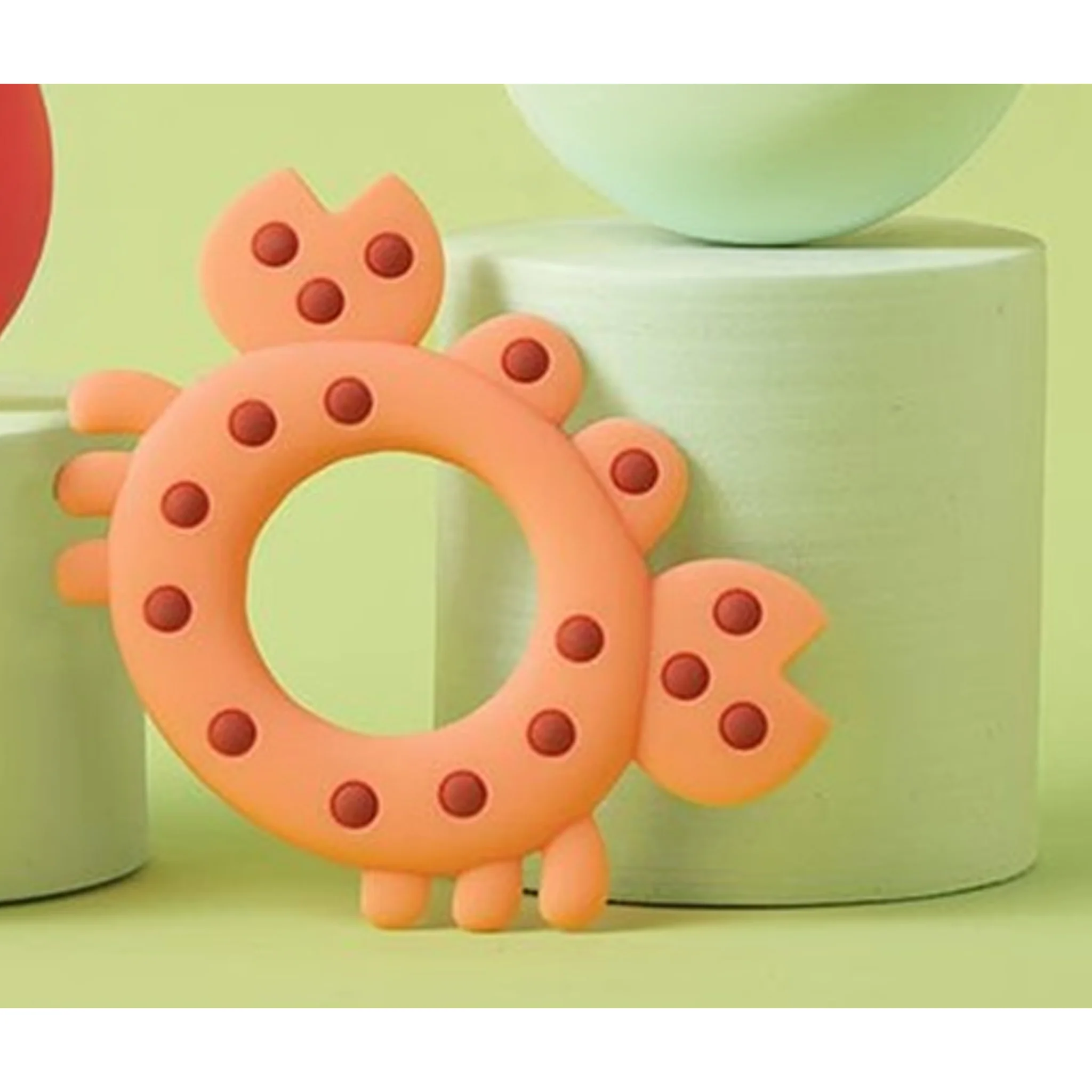 Orange Dots Crab Baby Silicone Teether - Image 4