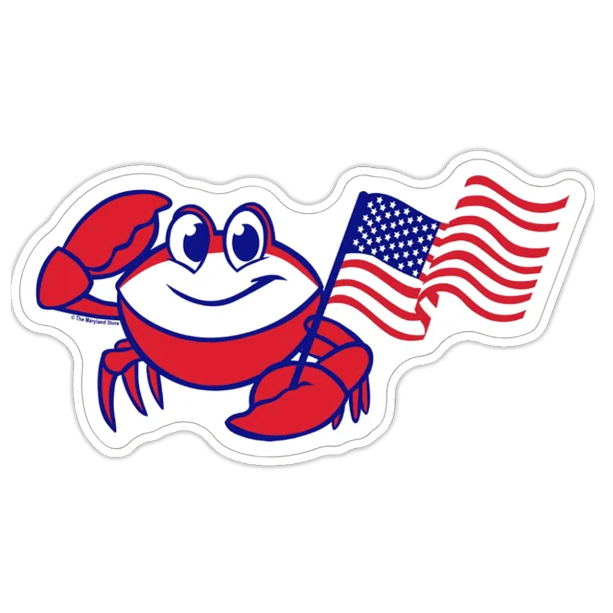 Patriotic Crab American Flag Die Cut Sticker