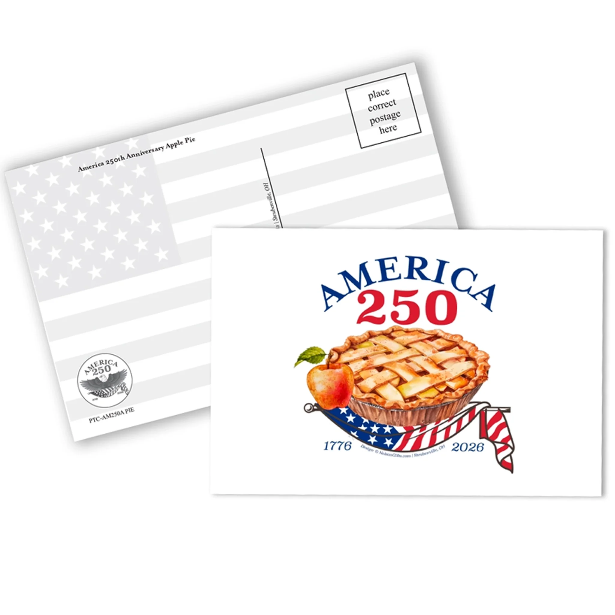 Postcard - America 250th Birthday Apple Pie & Flag