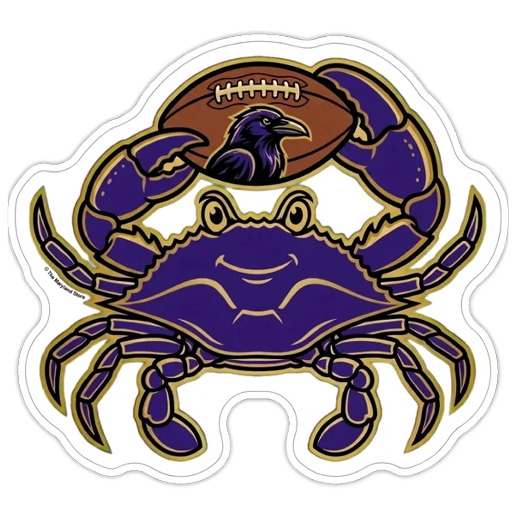 Purple Crab and Raven On Football Die Cut Sticker