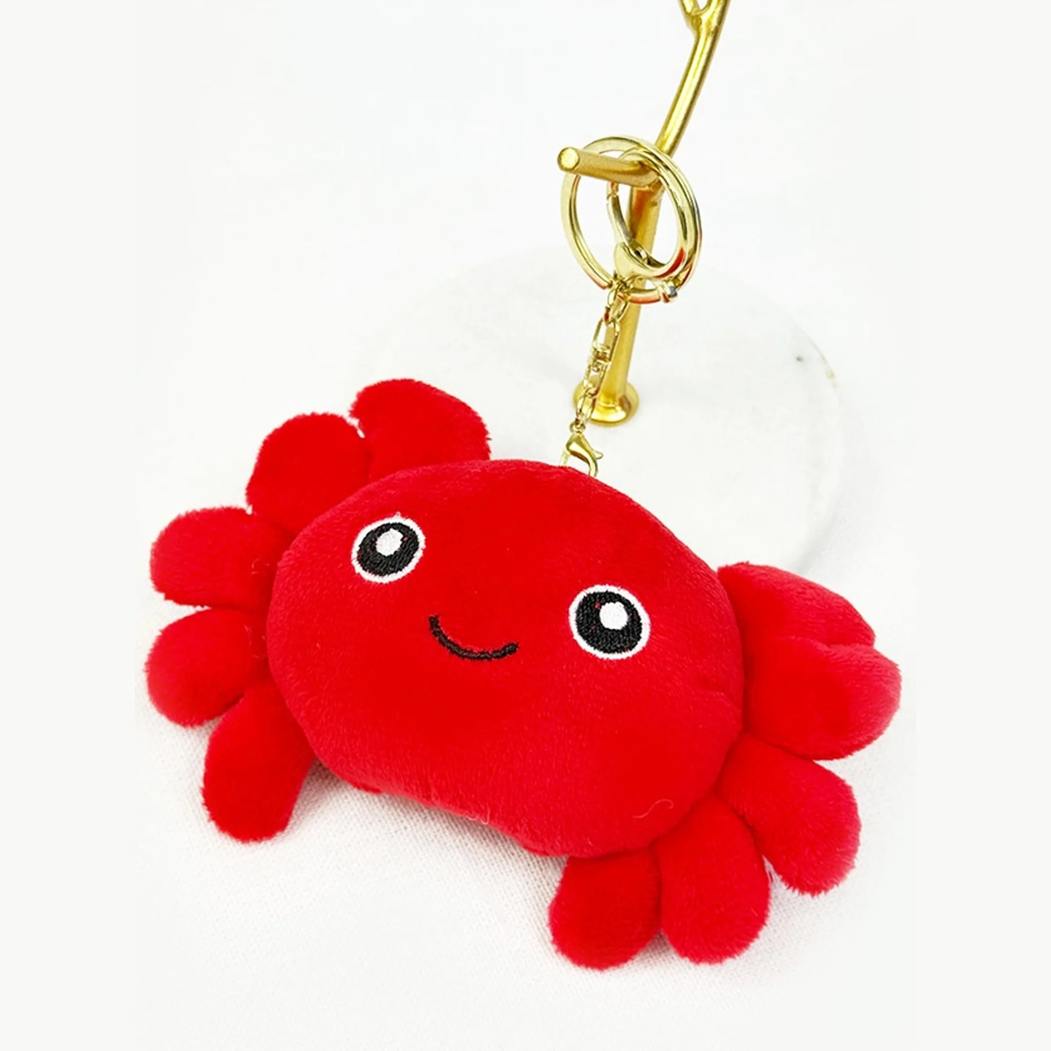 Smiley Red Crab Plush Key Chain Backpack Clip Toy - Image 3