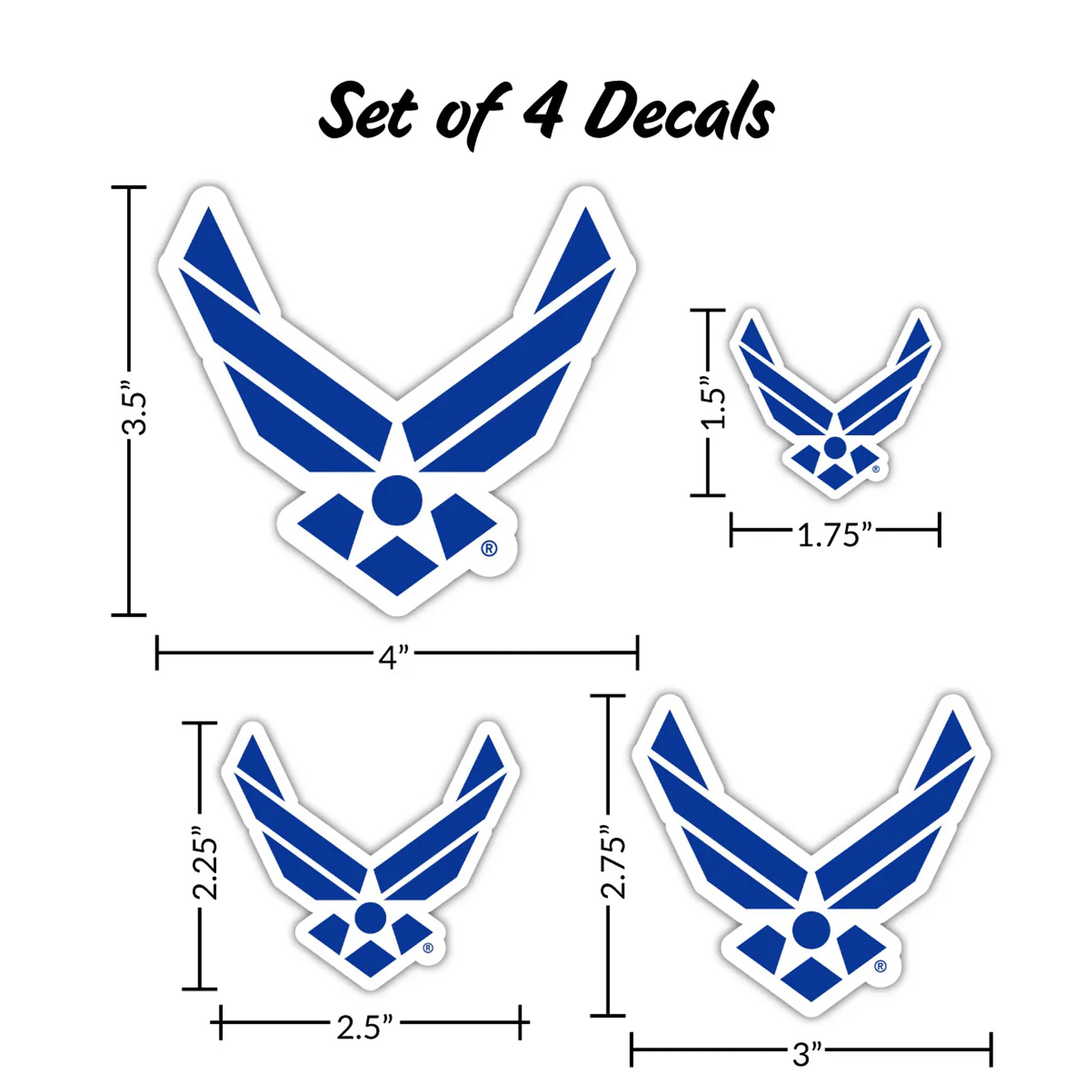 United States Air Force Set of 4 Vinyl Stickers - Image 3