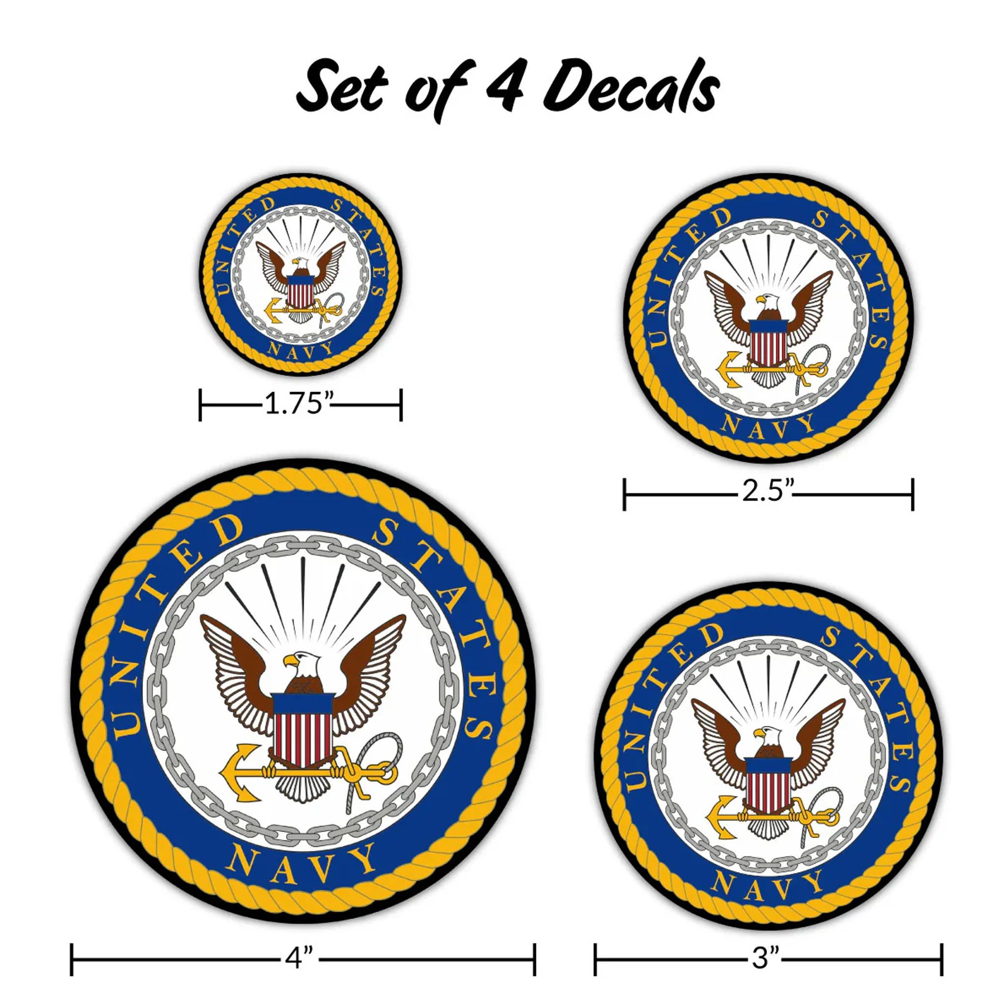 United States Navy Set of 4 Vinyl Stickers - Image 3