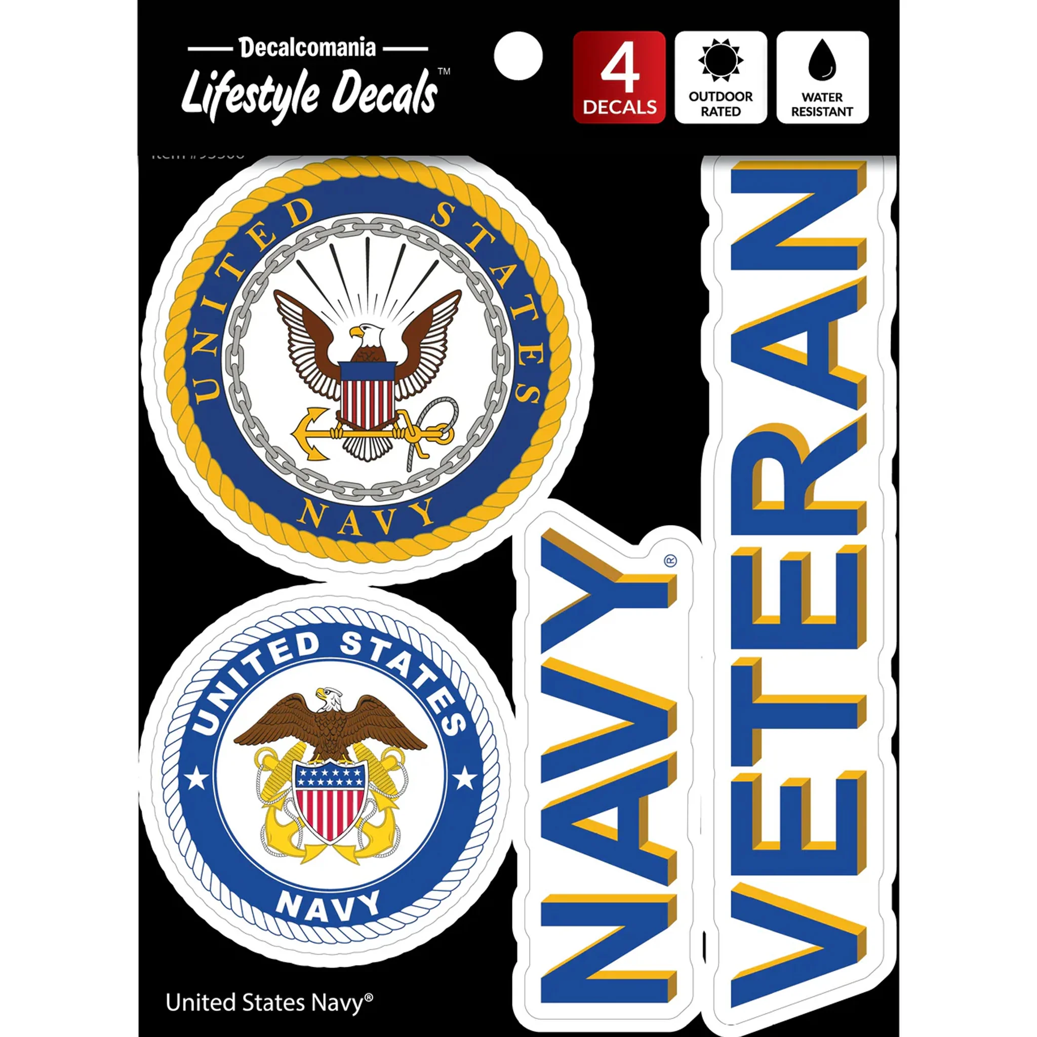 United States Navy Veteran Set of 4 Vinyl Stickers - Image 2