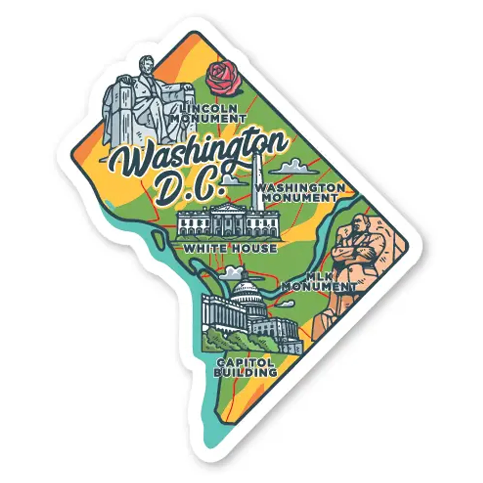 Washington DC Icons Map Acrylic Magnet - Image 2