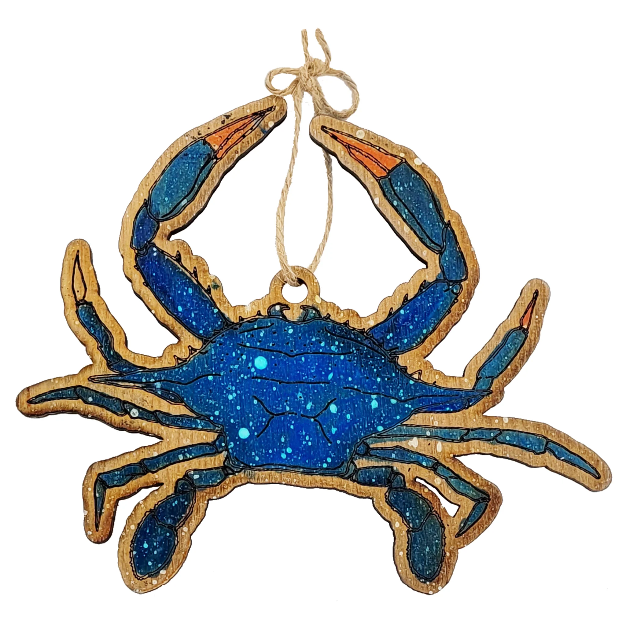 Wood Crab Ornament Locally Made